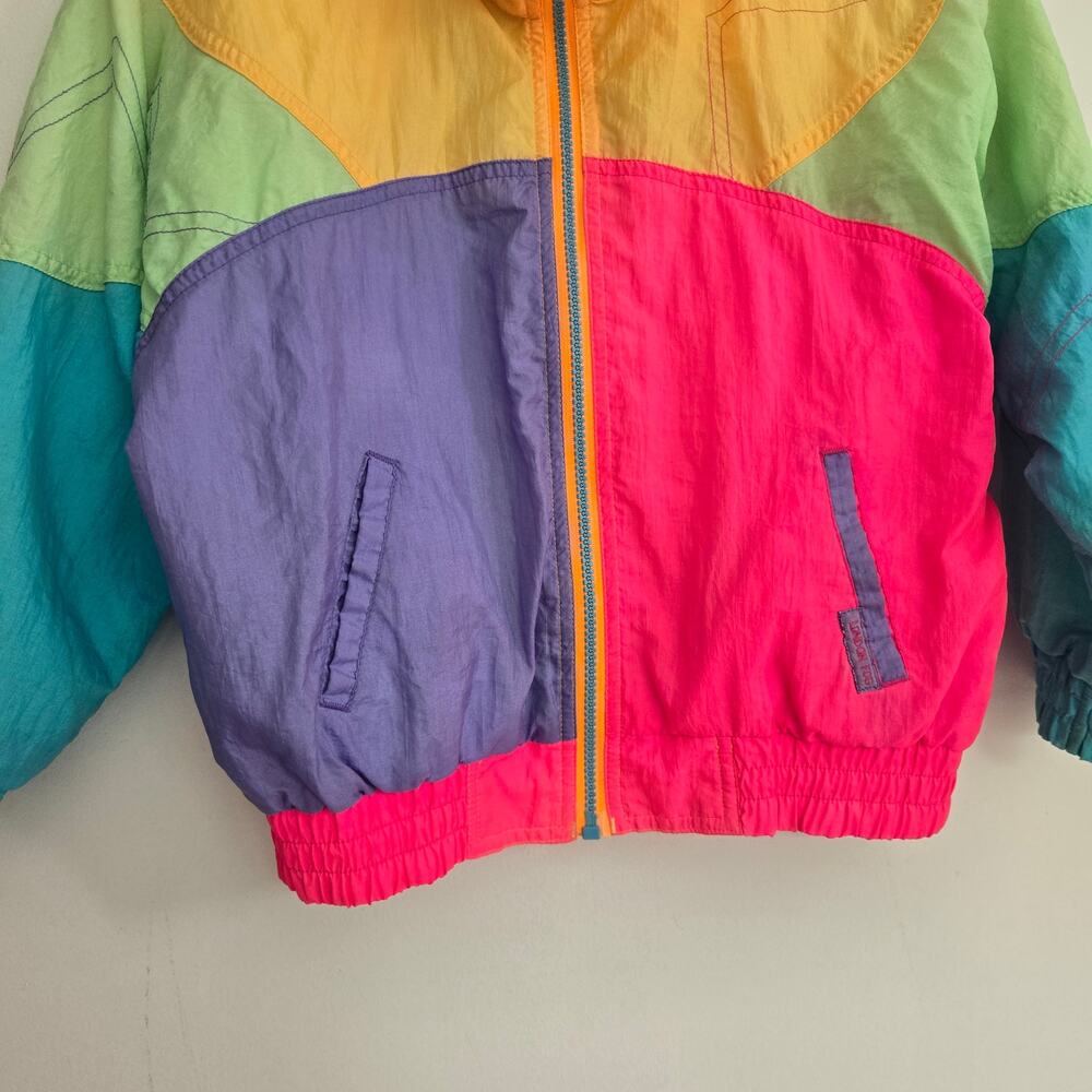 Vintage 80s Kids London Fog Windbreaker Jacket Neon Colorblock Nostalgia Large - Picture 4 of 12